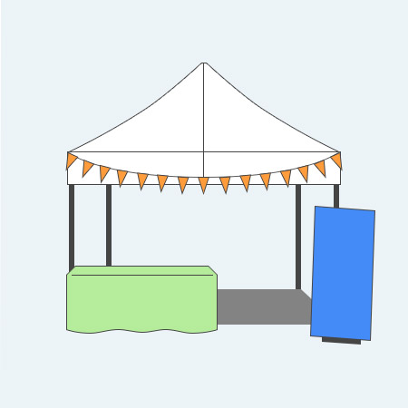 フェス/マルシェ/フリマ用テントとその他アイテム組み合わせ例