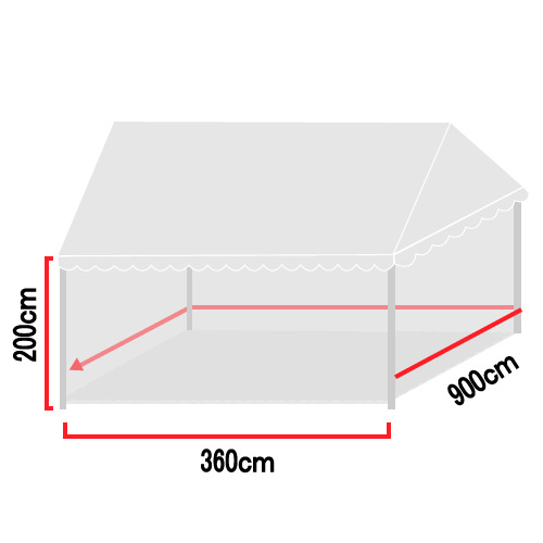 ブルドックテント用四方幕9.0m×2.0m:3.6m×2.0m（BFM-1）