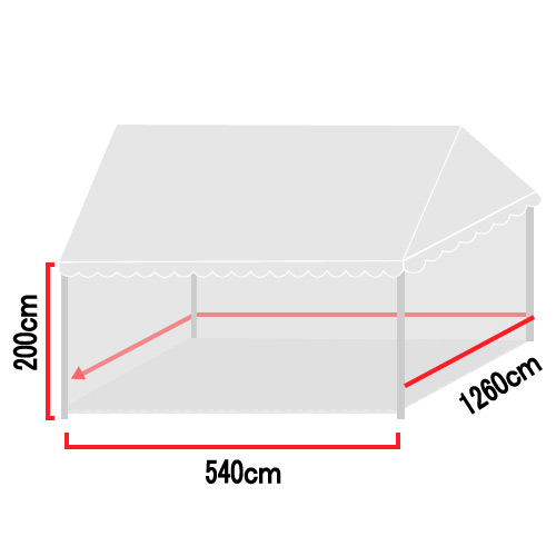 ブルドックテント用四方幕12.6m×2.0m:5.4m×2.0ｍ（BFM-2）