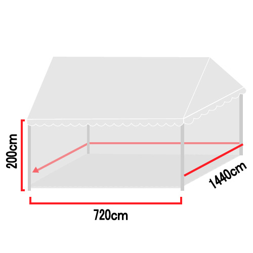 ブルドックテント用四方幕14.4m×2.0m:7.2ｍ×2.0m（BFM-3）